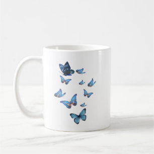 Elegante mok met blauwe vlinders Natuur en Bo