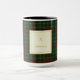 Elegante mok met plaid motief en monogram