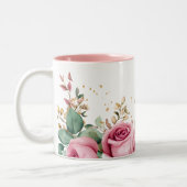 Elegante Mok met roze rozen en groen (Links)