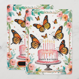 Elegante Monarch & Cake Verjaardag Kaart