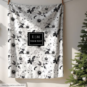 Elegante monochrome bloemen deken in grijze tinten