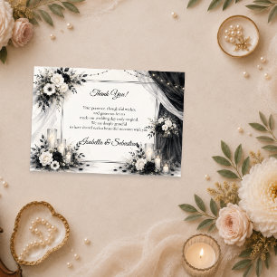 Elegante Monochrome Bruiloft Bedankkaart