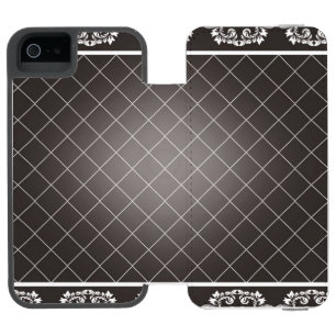 Elegante Monochrome Damask iPhone portemonnee case