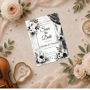 Elegante Monochrome Trouwdag Save The Date