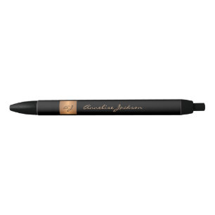 Elegante monografie zwart goud naam script classy zwarte inkt pen