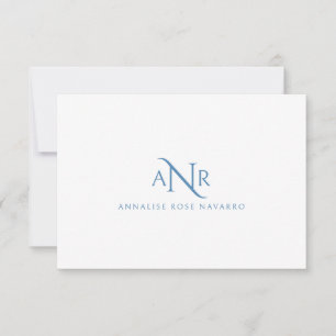 Elegante Monogram 3 Initiaal Naam Blauwe Notitieka Notitiekaartje