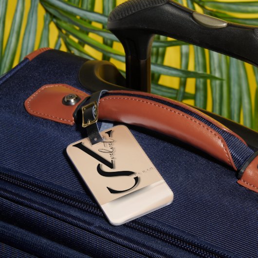 Elegante Monogram Bagage Label (Voorkant Insitu 1)