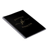 Elegante Monogram Beginletter Script Naam Notitieb Notitieboek (Rechterzijde)
