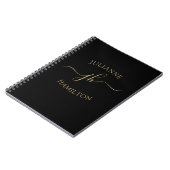 Elegante Monogram Beginletter Script Naam Notitieb Notitieboek (Linkerzijde)