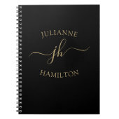 Elegante Monogram Beginletter Script Naam Notitieb Notitieboek (Voorkant)