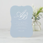 Elegante Monogram Blau Witte Trouwdag Kaart (Staand voorkant)