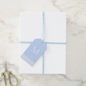 Elegante Monogram Blauwe & witte Cadeaulabel (Met Touw)