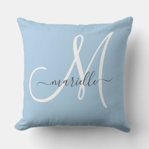 Elegante Monogram Blauwe Worpkussen Kussen