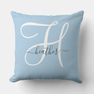 Elegante Monogram Blauwe Worpkussen Kussen