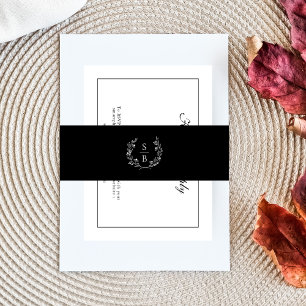 Elegante monogram botanische krans uitnodigingen wikkel