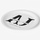 Elegante Monogram bruid bruidegom namen bruiloft p Papieren Bordje (Gekanteld)