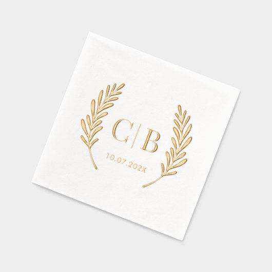 Elegante Monogram Bruid en Bruidegom Custom Folie Servetten (Links)