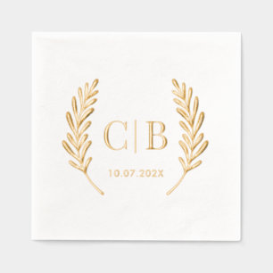 Elegante Monogram Bruid en Bruidegom Custom Folie Servetten
