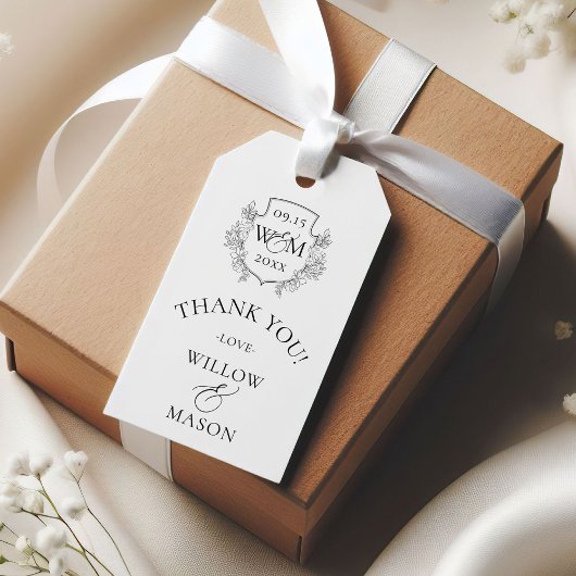 Elegante Monogram bruiloft Dank u Cadeaulabel