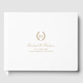 Elegante Monogram Bruiloft Foto Goud Wit Gastenboek (Voorkant)