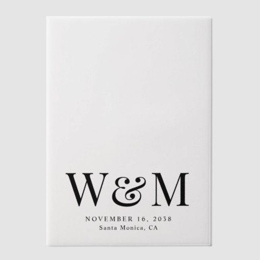 Elegante monogram bruiloft overlay vellum uitnodigingen (Voorkant)