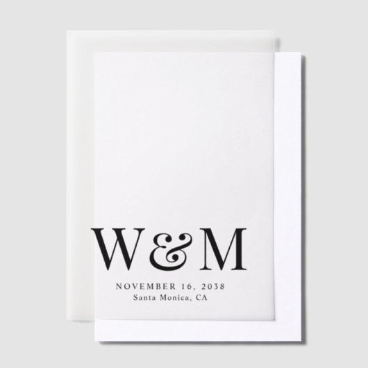 Elegante monogram bruiloft overlay vellum uitnodigingen (Offset)