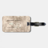 Elegante monogram champagne parel textuur bagagelabel (Achterkant horizontaal)