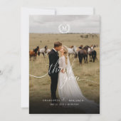 Elegante Monogram Crest 2 Foto Bedankkaart (Voorkant)