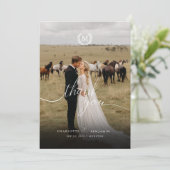 Elegante Monogram Crest 2 Foto Bedankkaart (Staand voorkant)
