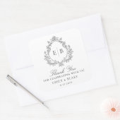 Elegante  Monogram Crest Wedding Logo Vierkante Sticker (Envelop)