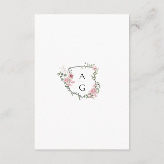 Elegante Monogram Crest Wedding QR Code Details Informatiekaartje (Achterkant)