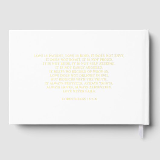 Elegante Monogram Crest Wit en Gouden Bruiloft Gastenboek (Achterkant)