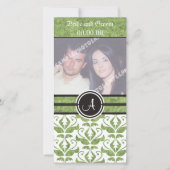 Elegante Monogram Damast 'Save The Date' Fotokaart Save The Date (Voorkant)
