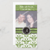 Elegante Monogram Damast 'Save The Date' Fotokaart Save The Date (Voorkant / Achterkant)