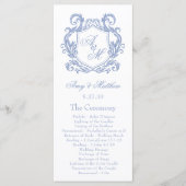 Elegante Monogram Dusty Blue Crest Wedding Programma (Voorkant)