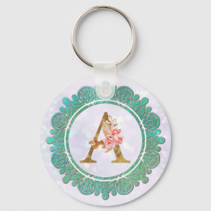 Elegante Monogram Eerste Letters met Mandala Sleutelhanger