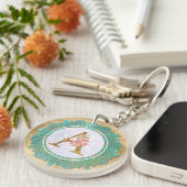 Elegante Monogram Eerste Letters met Mandala Sleutelhanger (Voorkant Rechts)