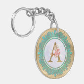 Elegante Monogram Eerste Letters met Mandala Sleutelhanger (Voorkant Links)