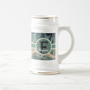Elegante Monogram Familienaam Edelsteen Initiaal Bierpul