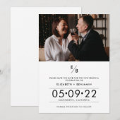 Elegante Monogram Foto Huwelijksbelofte Vernieuwin Save The Date (Voorkant / Achterkant)