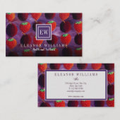Elegante Monogram Fruit Aardbeien Pruimen Visitekaartje (Voorkant / Achterkant)