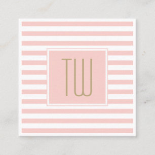 Elegante Monogram Gemarkeerde Roze Goud Tekst Mode Vierkante Visitekaartje