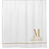 Elegante Monogram Gouden Script Naam Wit Douchegordijn (Voorkant)