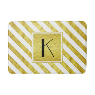 Elegante Monogram Gouden Strepen Badmat