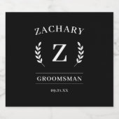 Elegante Monogram Groomsmen Gift Bruiloft Likeurfles Etiket (Enkel label)