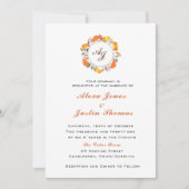 Elegante monogram herfstloof bruiloft aankondiging (Voorkant)