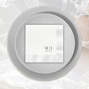 Elegante Monogram Huwelijk Minimalistische Initial Servet