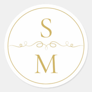 Elegante Monogram Huwelijksenvelopzegel Ronde Sticker