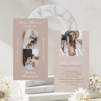 Elegante Monogram Huwelijksfotograaf Boogfoto's Visitekaartje
