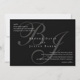 Elegante Monogram Huwelijksuitnodiging Kaart